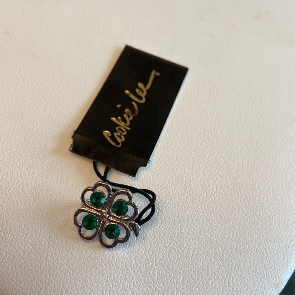 COOKIE LEE NWT 1.75  CUBIC ZIRCONIA 4 LEAF CLOVR pendant only NWT